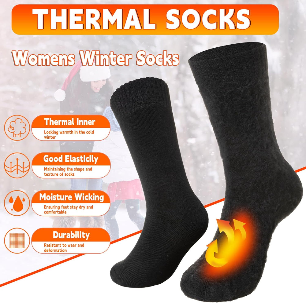 Velice Winter Warm Thermal Socks for Women Extra Thick Insulated Heated Crew Boot Socks for Cold Weather 5 Pairs