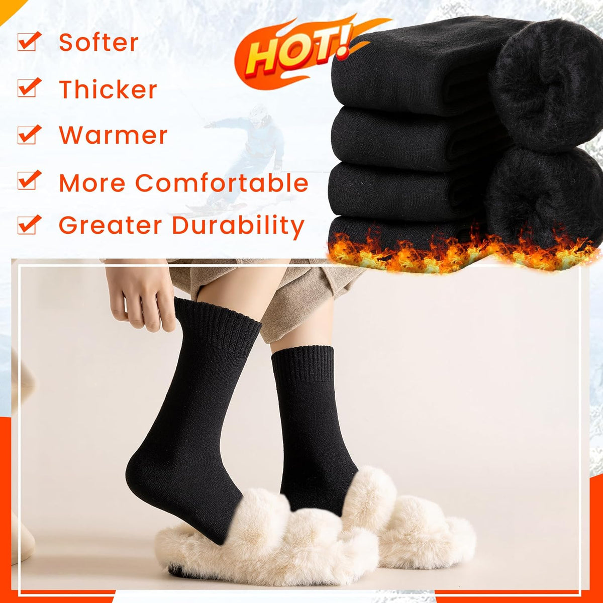 Velice Winter Warm Thermal Socks for Women Extra Thick Insulated Heated Crew Boot Socks for Cold Weather 5 Pairs
